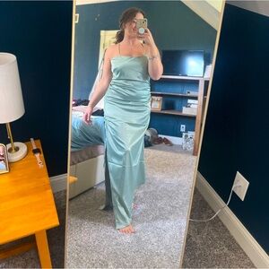 Satin sage green dress
